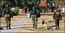 Soldiers patroling with dog