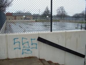 Graffiti tagging and other forms of defacement often mar school buildings and grounds.